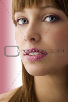 young girl with sugar lips