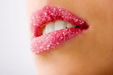 closeup of woman sugar lips
