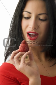 girl and strawberry