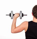 man lifting weights