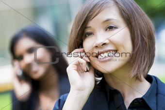 Beautiful Chinese Woman On Her Cell Phone 