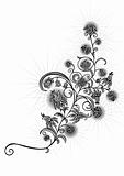 Abstract black and white floral ornament