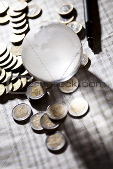 Euro coins, money as a medium of exchange