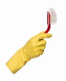 Protective Glove Holding a Dish-brush