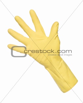Yellow protection glove isolated on white