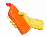 Protection Glove holding a Spray-bottle