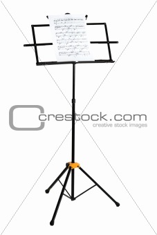 Music stand with piano notes isolated