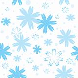 Seamless pattern with blue snowflakes