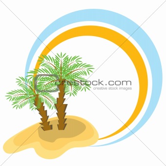 Color frame with two palm-trees