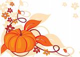 Grunge autumnal background with pumpkin