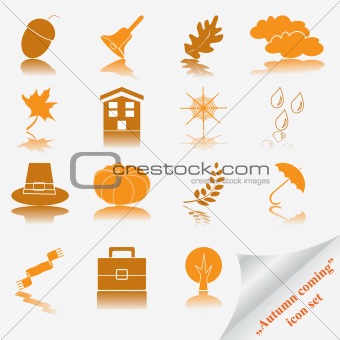 "Autumn coming soon" icon set