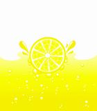 Lemon falling into the lemonade, vector illustration