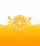 Orange falling into the lemonade, vector illustration