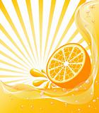 Beautiful Orange background with a sun. vector illustration