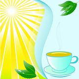 vector illustration. cup of tea with mint on beautiful sunny background