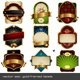 vector set: gold-framed labels