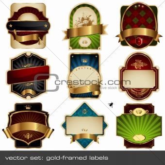 vector set: gold-framed labels