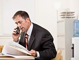 Businessman talking on telephone