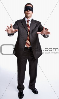 Businessman in blindfold