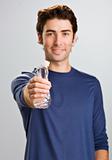 Man Crushing Water Bottle