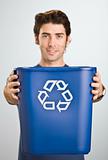 Man Holding Recycle Basket