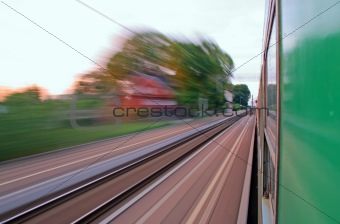 View from the window of speeding train