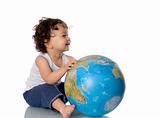 Baby with globe.