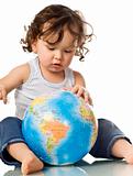 Baby with globe puzzle.