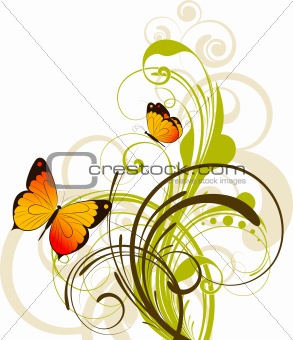 Floral abstraction with butterfly.