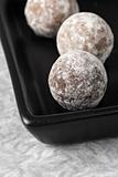Chocolate truffles on a tray