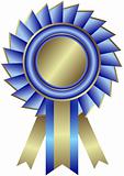 Silvery medal with  blue ribbon (vector)