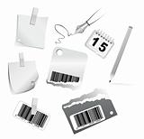 3D Office Icon set Black and White