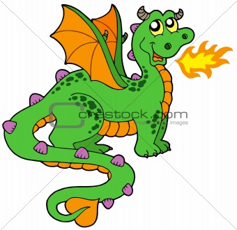 Cute dragon with long tail