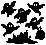 Scary ghosts silhouettes collection