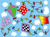 Various kites flying on sky