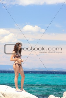 woman in bikini in the sea