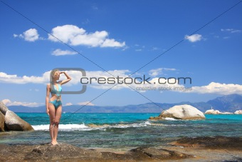 woman in bikini in the sea