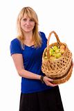 Girl with a basket of apples.
