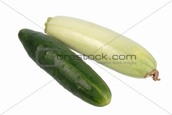 Green cucumber and zucchini.
