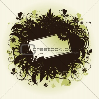 Floral frame, summer illustration