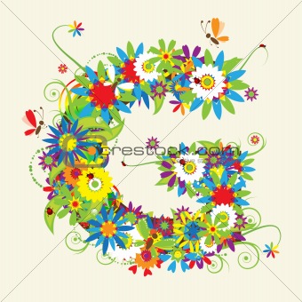 Letter G, floral design. See also letters in my gallery