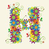 Letter H, floral design. See also letters in my gallery