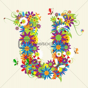 Letter U, floral design. See also letters in my gallery