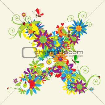 Letter X, floral design. See also letters in my gallery