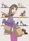 Fashion girl shopping in shoe shop