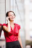 Woman Talking on Her Cell Phone and Laughing