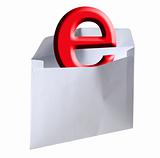 Red e-mail letter, isolated