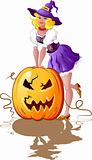 Halloween girl whith pumpkin