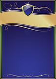 Ornate Blue, Green & Gold Page with Shield