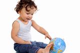 Child with globe.